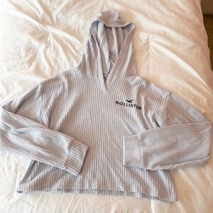Hollister Light Blue Waffle Knit Lightweight Hoodie Size XS